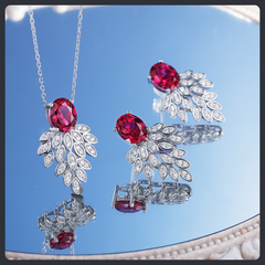 Goldfish Moissanite Sterling Silver S925 Bridal Jewelry Set