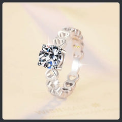 Hollow Heart Moissanite Sterling Silver S925 Wedding Ring