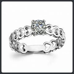 Hollow Heart Moissanite Sterling Silver S925 Wedding Ring