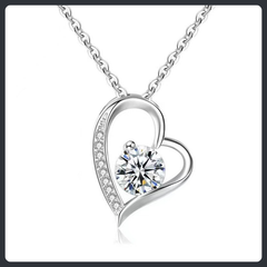 Crystal Heart Moissanite Sterling Silver S925 Necklace