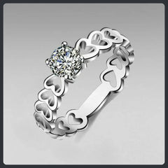 Hollow Heart Moissanite Sterling Silver S925 Wedding Ring