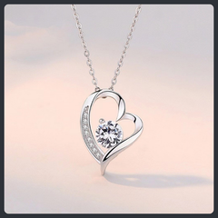 Crystal Heart Moissanite Sterling Silver S925 Necklace