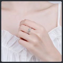 S925 Sterling Silver Moissanite Sweetheart Resizable Ring Elegant Design
