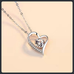 Crystal Heart Moissanite Sterling Silver S925 Necklace