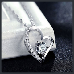 Crystal Heart Moissanite Sterling Silver S925 Necklace
