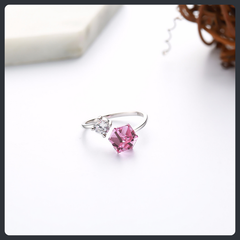 S925 Sterling Silver Pink Moissanite Adjustable Ring Elegant Design