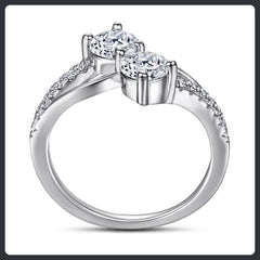 S925 Sterling Silver Moissanite Two Stone Ring Elegant Design