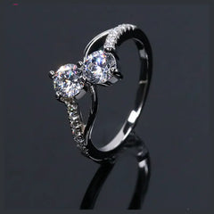S925 Sterling Silver Moissanite Two Stone Ring Elegant Design