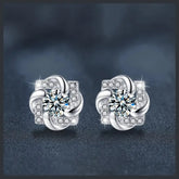 أقراط فضة استرليني S925 مرصعة بالمويسانيت بتصميم طاحونة هوائية أنيق