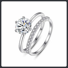 S925 Sterling Silver Moissanite Wedding Couple Rings Eternity Band Set
