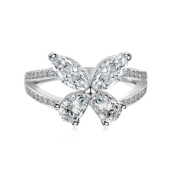 Elegant S925 Sterling Silver Butterfly Marquise-Pear Moissanite Ring