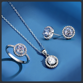 طقم مجوهرات الزفاف من الفضة الإسترليني S925 مرصع بالمويسانايت