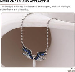 S925 Sterling Silver Moissanite Angel Wing Pendant Necklace