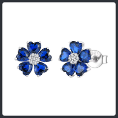 طقم مجوهرات فضة إسترلينية S925 مرصع بالموissanite بتصميم عنقود زهور