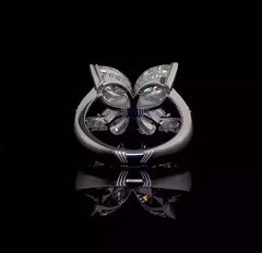 Elegant S925 Sterling Silver Butterfly Marquise-Pear Moissanite Ring
