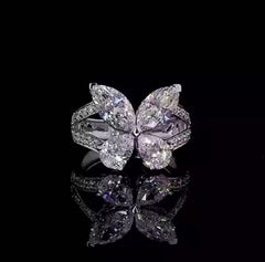 Elegant S925 Sterling Silver Butterfly Marquise-Pear Moissanite Ring