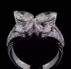 Elegant S925 Sterling Silver Butterfly Marquise-Pear Moissanite Ring