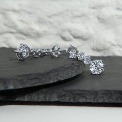 أقراط فضة استرلينية S925 مويسانيت بتصميم متدلي أنيق