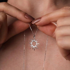 S925 Sterling Silver Moissanite Sunburst Circle Pendant Necklace