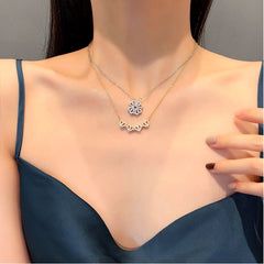 S925 Sterling Silver Moissanite Four Heart Clover Pendant Necklace