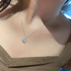 S925 Sterling Silver Moissanite Four Heart Clover Pendant Necklace