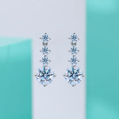 أقراط فضة استرلينية S925 مويسانيت بتصميم متدلي أنيق