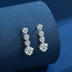 أقراط فضة استرلينية S925 مويسانيت بتصميم متدلي أنيق