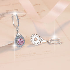 Elegant Pink Moissanite Drop Sterling Silver S925 Earrings