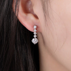 أقراط فضة استرلينية S925 مويسانيت بتصميم متدلي أنيق