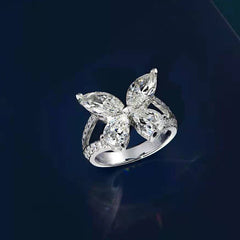 Elegant S925 Sterling Silver Butterfly Marquise-Pear Moissanite Ring