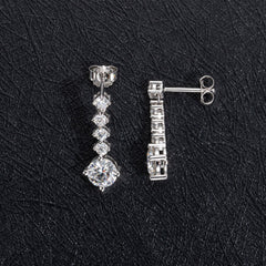 أقراط فضة استرلينية S925 مويسانيت بتصميم متدلي أنيق