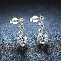 أقراط فضة استرلينية S925 مويسانيت بتصميم متدلي أنيق