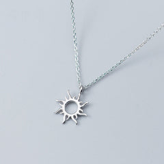 S925 Sterling Silver Moissanite Sunburst Circle Pendant Necklace