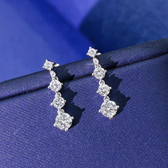 أقراط فضة استرلينية S925 مويسانيت بتصميم متدلي أنيق