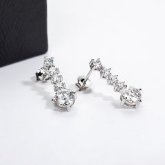 أقراط فضة استرلينية S925 مويسانيت بتصميم متدلي أنيق