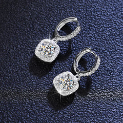 Luxury Square Moissanite Sterling Silver S925 Earrings