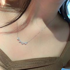 S925 Sterling Silver Moissanite Four Heart Clover Pendant Necklace