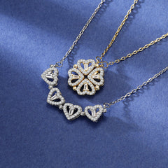 S925 Sterling Silver Moissanite Four Heart Clover Pendant Necklace