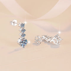 أقراط فضة استرلينية S925 مويسانيت بتصميم متدلي أنيق