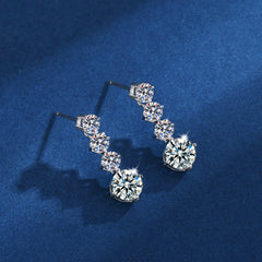 أقراط فضة استرلينية S925 مويسانيت بتصميم متدلي أنيق