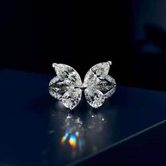 Elegant S925 Sterling Silver Butterfly Marquise-Pear Moissanite Ring