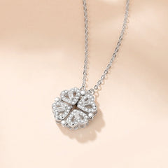 S925 Sterling Silver Moissanite Four Heart Clover Pendant Necklace