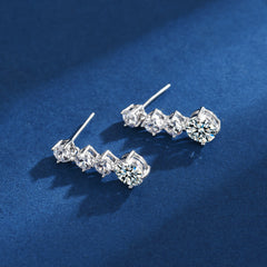 أقراط فضة استرلينية S925 مويسانيت بتصميم متدلي أنيق