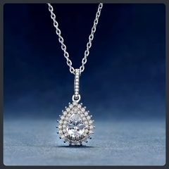 طقم مجوهرات من الفضة الإسترليني S925 مرصع بالموissanite بقصة كمثرى
