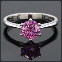 Romantic Pink Round Moissanite Sterling Silver S925 Ring