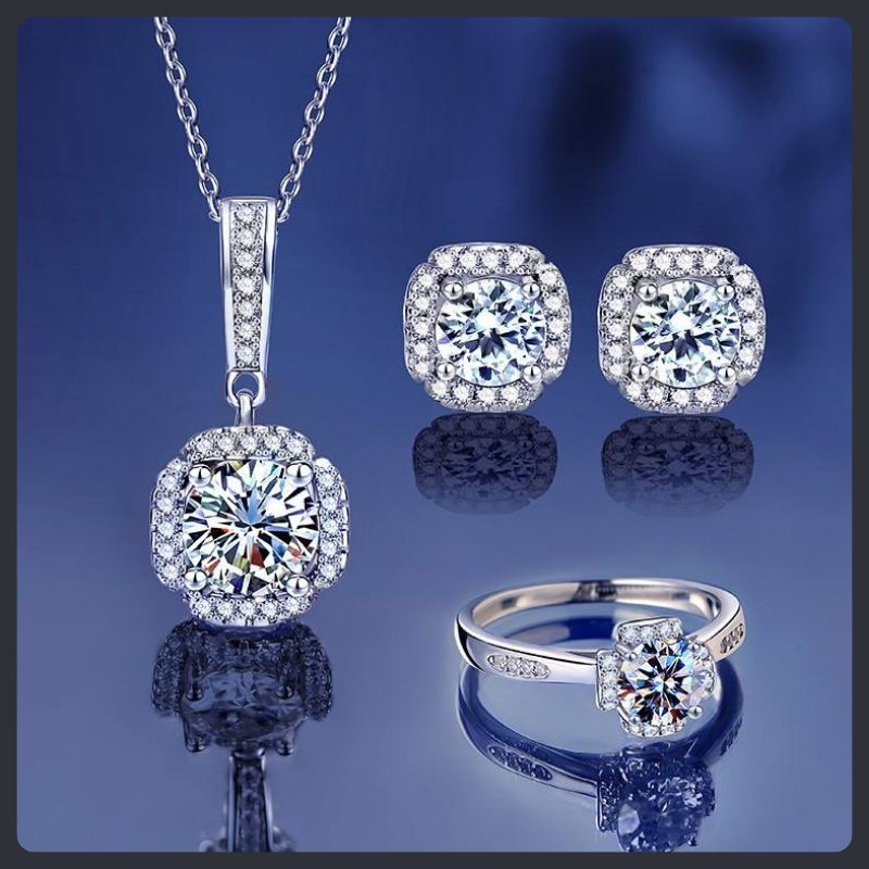 Fashion Moissanite Sterling Silver S925 Jewelry Set