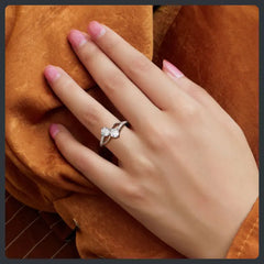 S925 Sterling Silver Moissanite Two Stone Ring Elegant Design