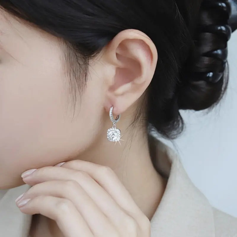 Luxury Square Moissanite Sterling Silver S925 Earrings