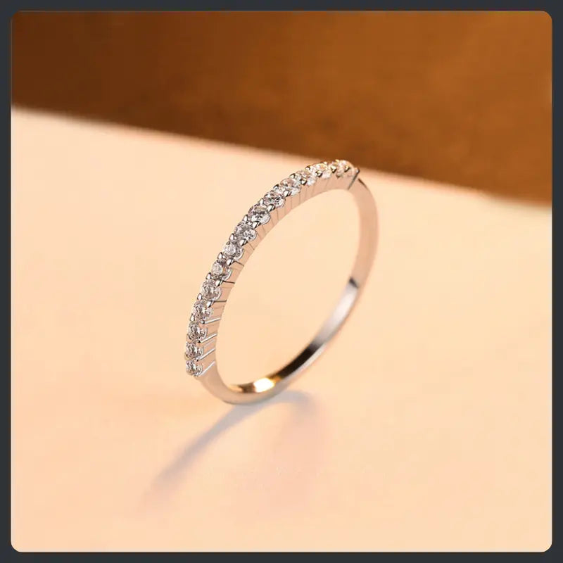 S925 Sterling Silver Moissanite Wedding Couple Rings Eternity Band Set