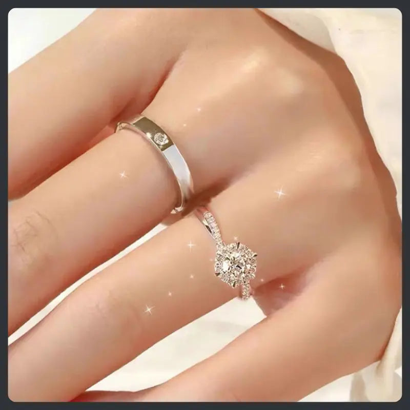 S925 Sterling Silver Moissanite Couple Rings Matching Set Elegant Design